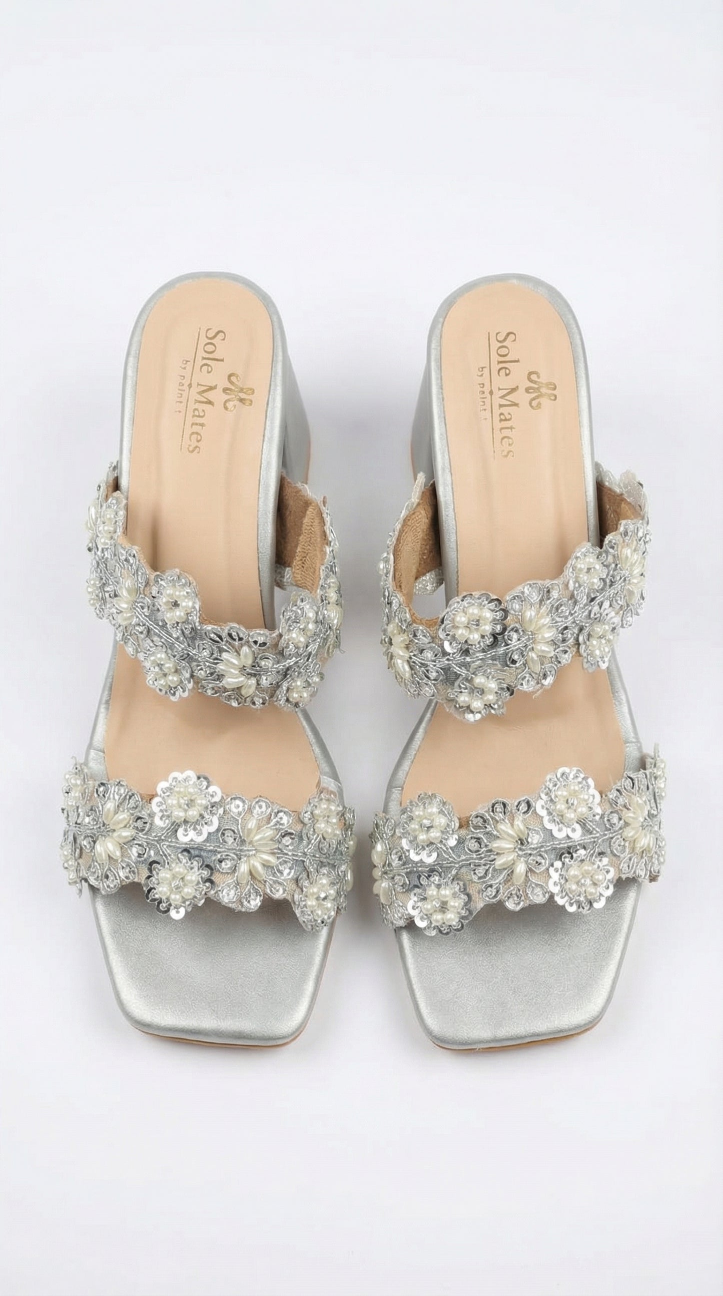 Aria Silver Block heels